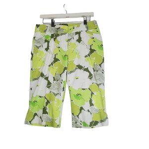 ANN TAYLOR Womens short sz 8 bermuda floral green pockets tropical 100% cotton